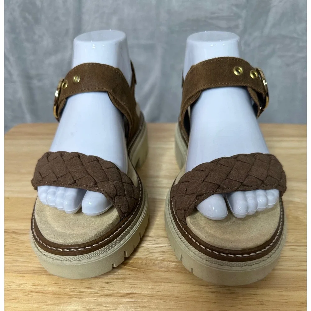 Naot Womens Grove Sandals US 6 Suede Platform Comfort Lug Sole Buckle Brown